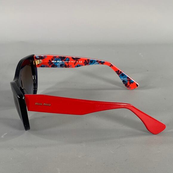 MIU MIU Navy Red SMU 02P Floral Acetate Sunglasses main image 5
